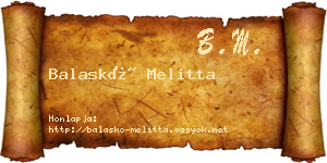 Balaskó Melitta névjegykártya
